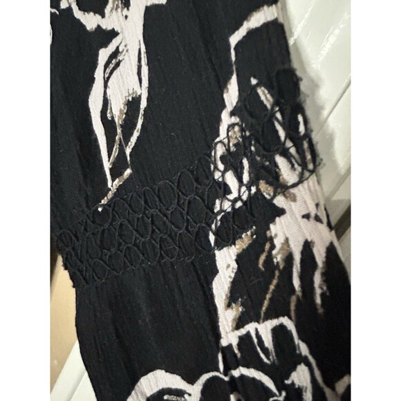 Free People Dress Womens Size Small Snap Out of It Black Floral Tunic Boho - Picture 11 of 12